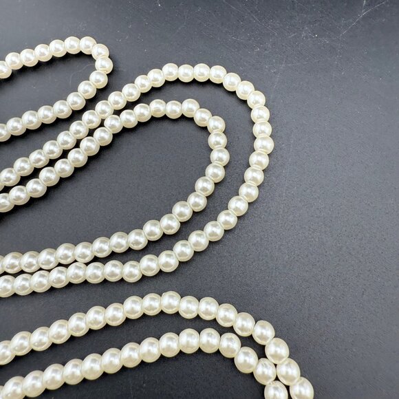 Faux Pearl Long Single Strand Necklace Elegant Opera Length Beaded Jewelry Acces - Picture 6 of 8